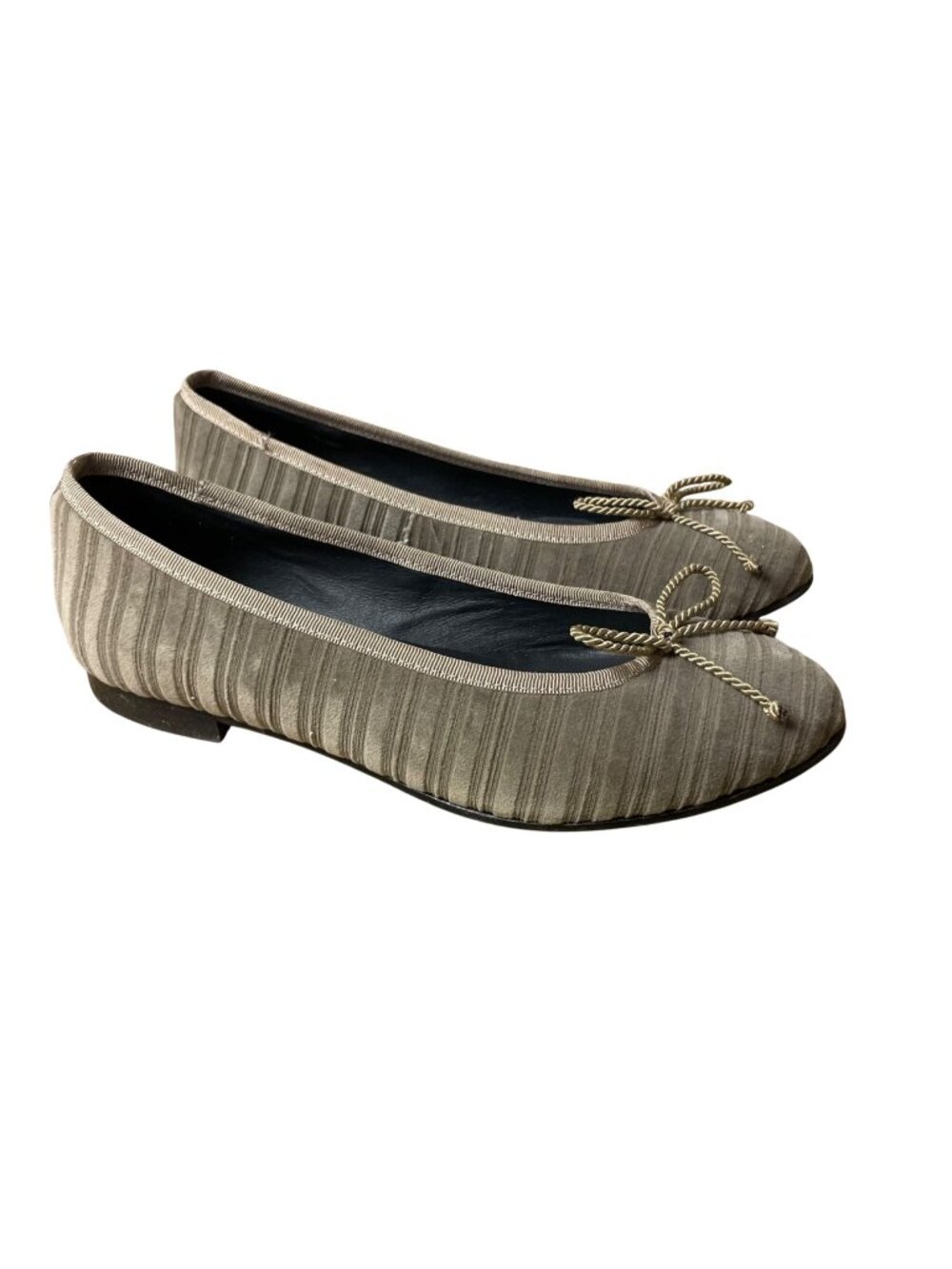 Luccini Rope Bow Ballet Flats Taupe Sz 37 (EU)